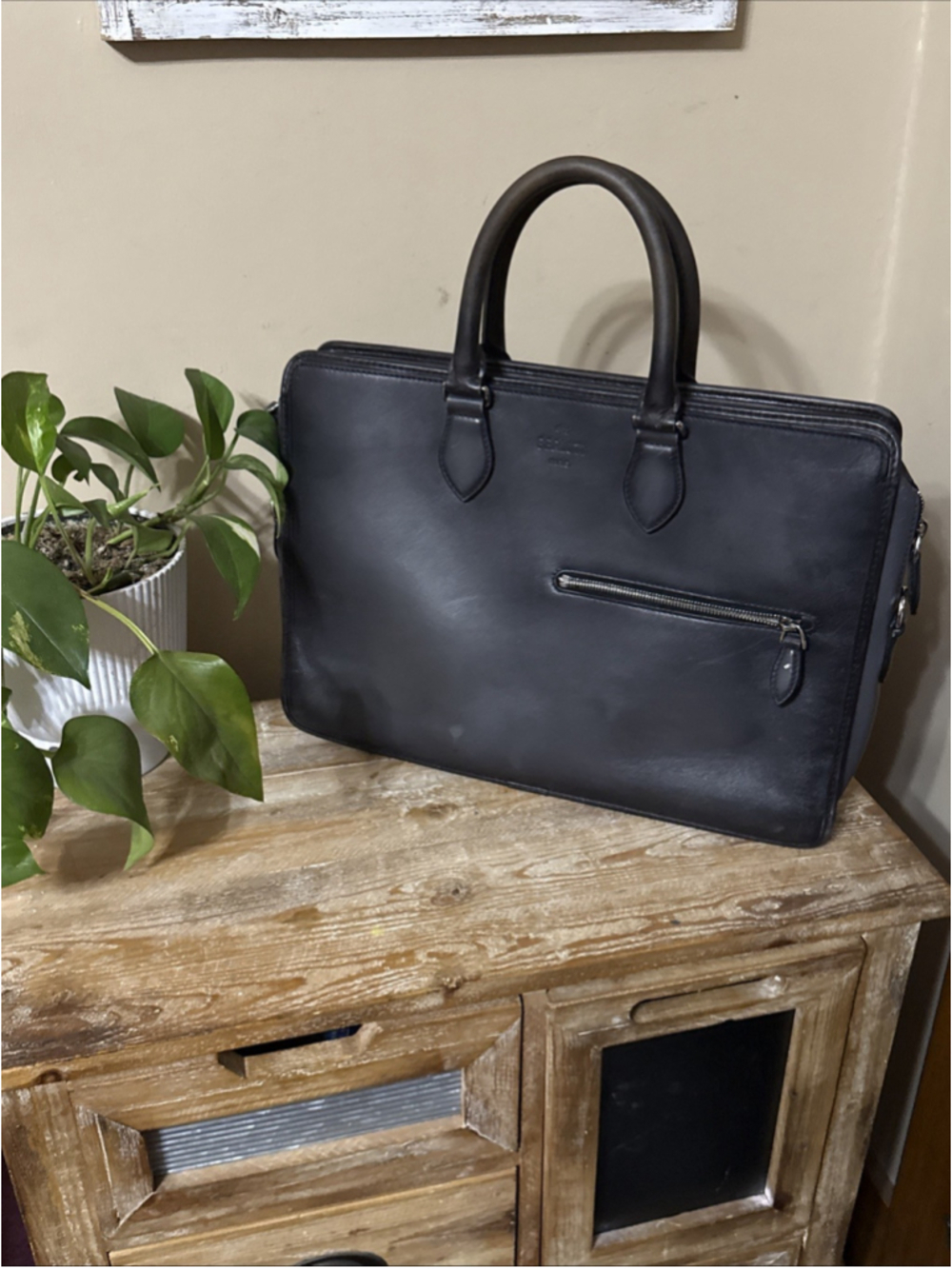 BERLUTI Briefcase Un Jour Venezia Calf Leather NO Shoulder Strap